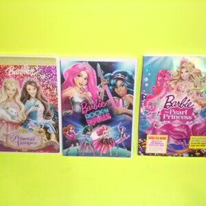 Barbie Pearl Princess & the Pauper & Rock n royals DVD Bundle